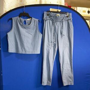 Lofty Style Gray Sleeveless Top and Pants Set